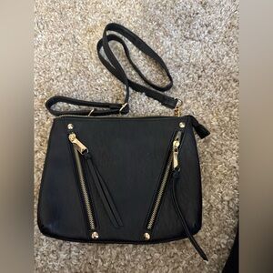 Jessica Simpson Black Crossbody Bag with Gold Accents